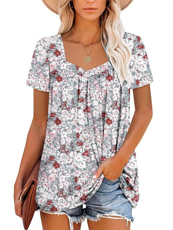 Felisha™ | Elegant Printed Short-Sleeve Blouse