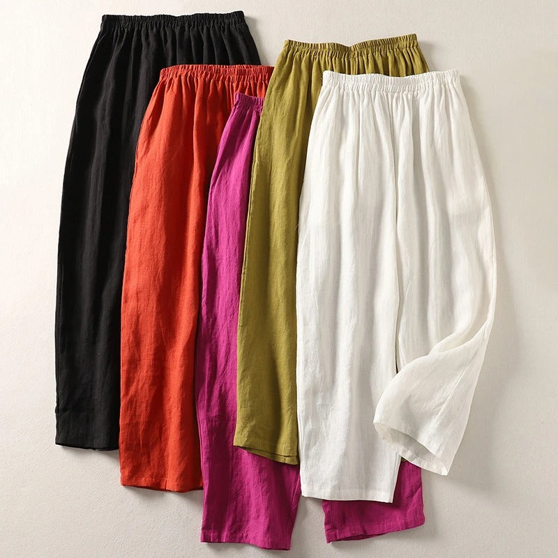 Sandra™ | Elegant Linen-Blend High-Waist Pants
