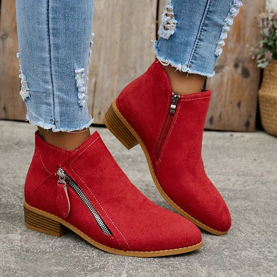 Farah™ – Orthopedic Leather Ankle Boots with Side Zipper