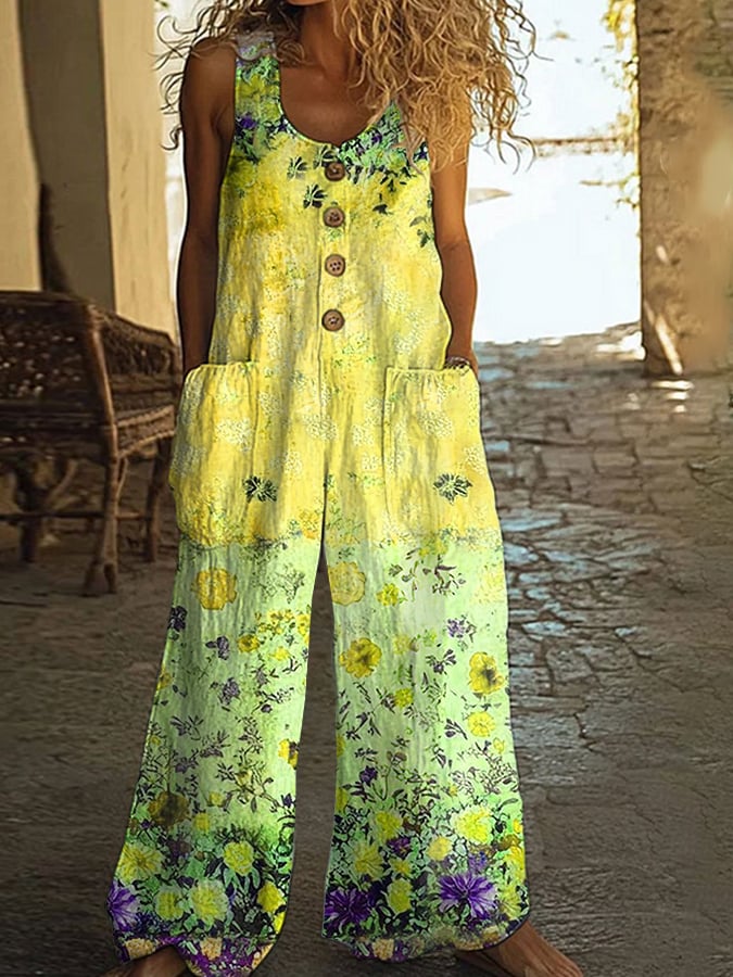 Elaine | Vintage Floral Patchwork Jumpsuit