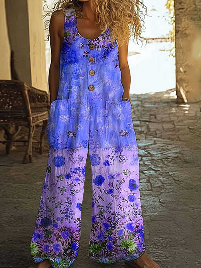 Elaine | Vintage Floral Patchwork Jumpsuit
