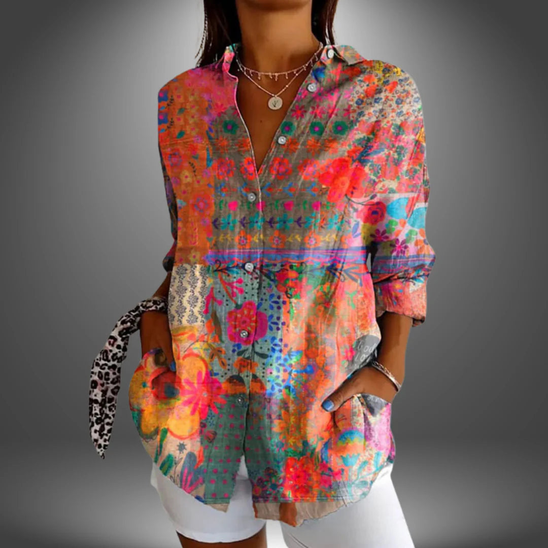 Bohemian™ Floral Button-Up Blouse
