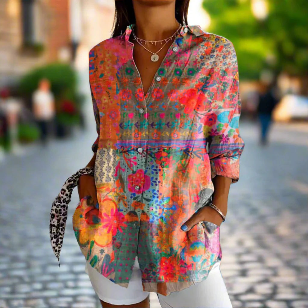 Bohemian™ Floral Button-Up Blouse