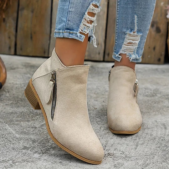 Farah™ – Orthopedic Leather Ankle Boots with Side Zipper
