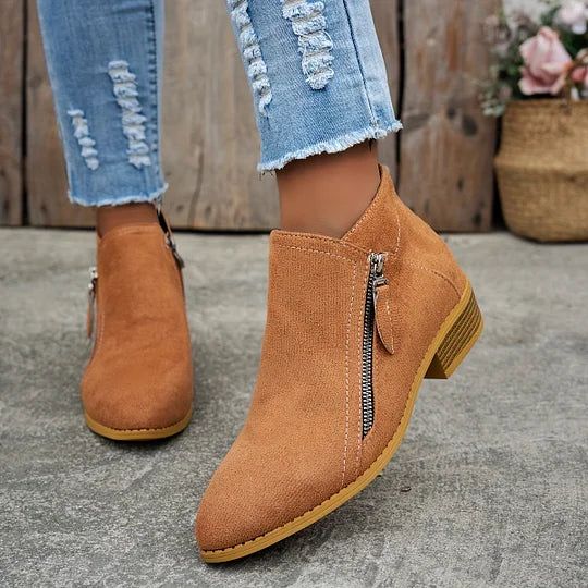 Farah™ – Orthopedic Leather Ankle Boots with Side Zipper