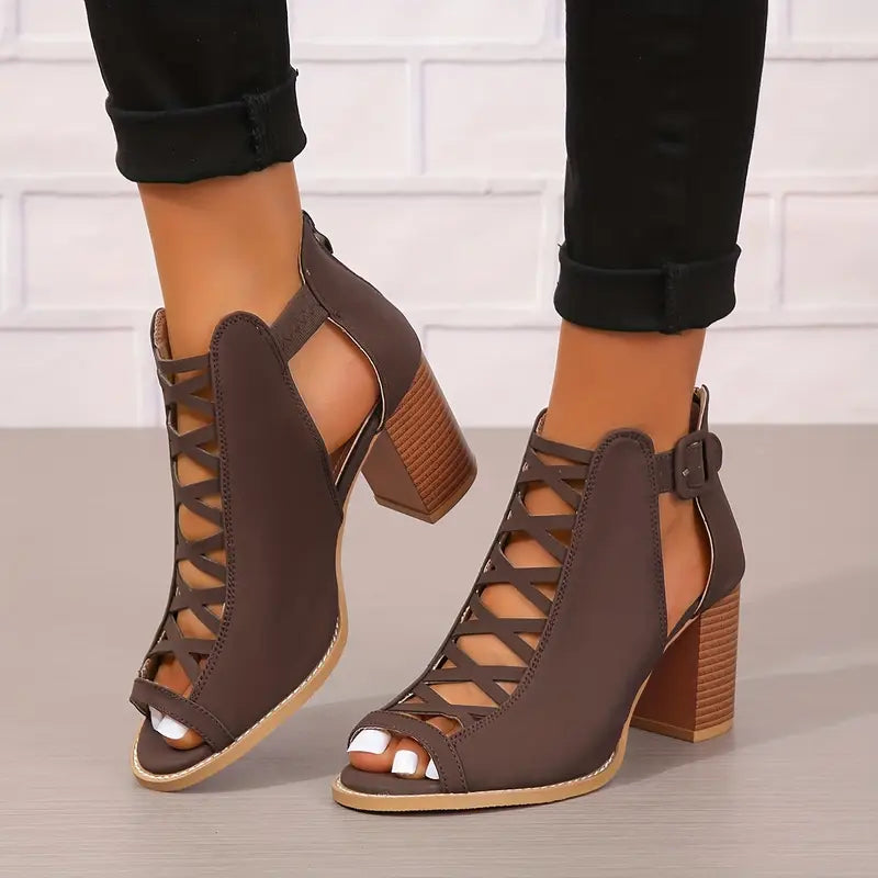 Rachel™ | Refined Lace-Up Block Heel Sandals