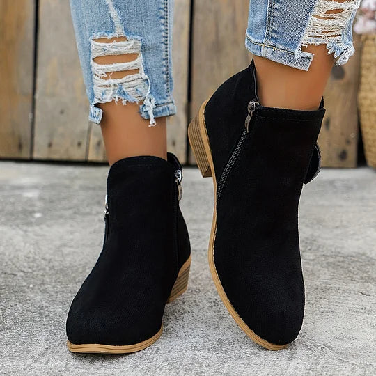 Farah™ – Orthopedic Leather Ankle Boots with Side Zipper
