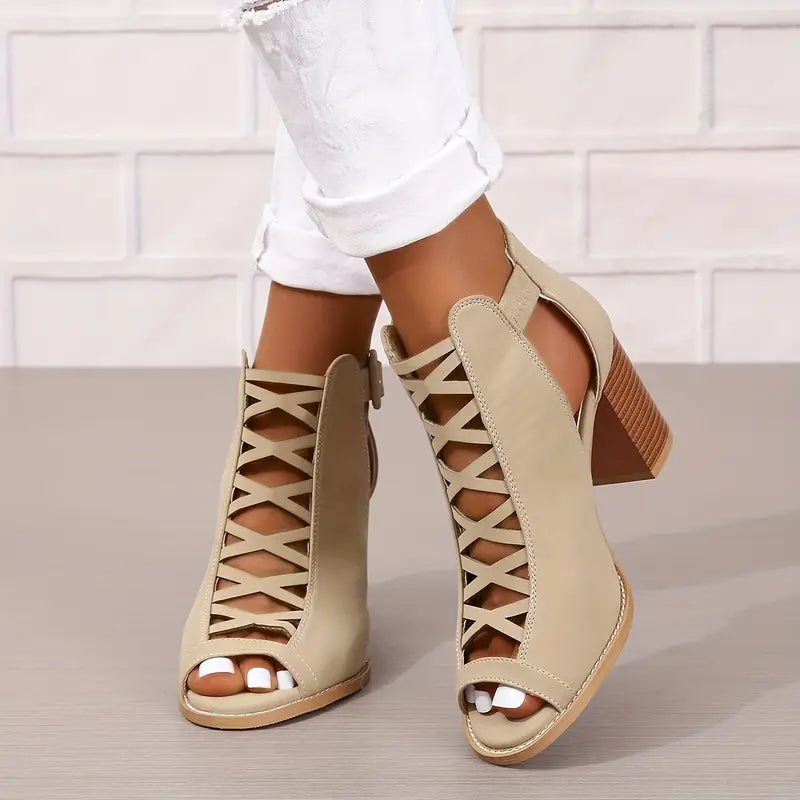Rachel™ | Refined Lace-Up Block Heel Sandals