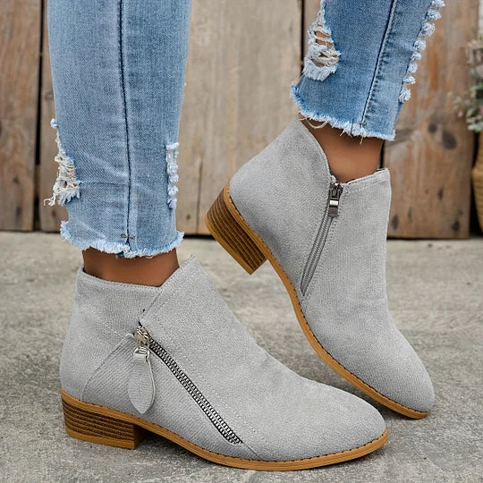 Farah™ – Orthopedic Leather Ankle Boots with Side Zipper