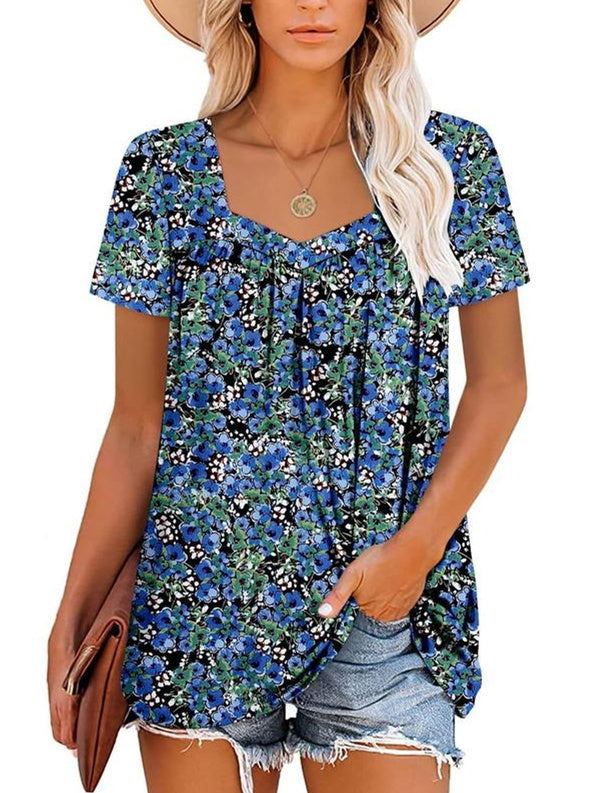 Felisha™ | Elegant Printed Short-Sleeve Blouse