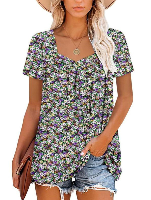 Felisha™ | Elegant Printed Short-Sleeve Blouse