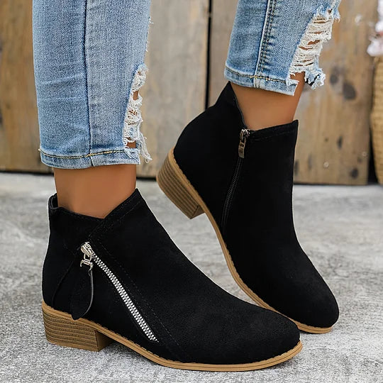Farah™ – Orthopedic Leather Ankle Boots with Side Zipper