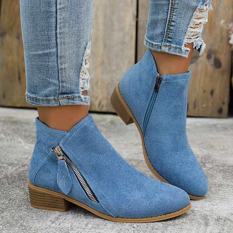 Farah™ – Orthopedic Leather Ankle Boots with Side Zipper