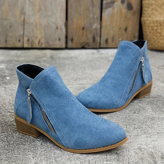 Farah™ – Orthopedic Leather Ankle Boots with Side Zipper