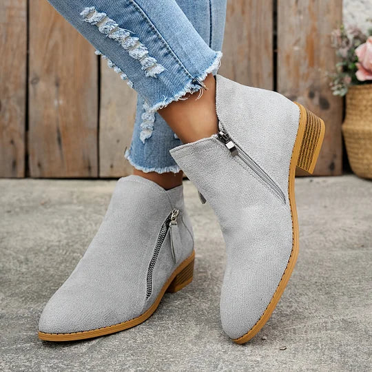 Farah™ – Orthopedic Leather Ankle Boots with Side Zipper