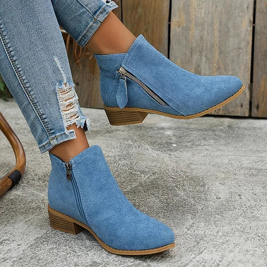 Farah™ – Orthopedic Leather Ankle Boots with Side Zipper