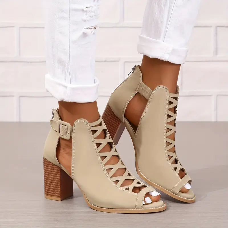 Rachel™ | Refined Lace-Up Block Heel Sandals