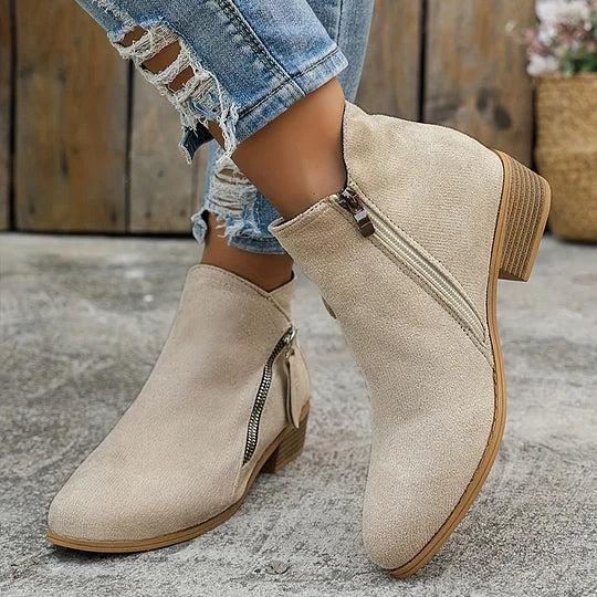 Farah™ – Orthopedic Leather Ankle Boots with Side Zipper
