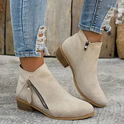 Farah™ – Orthopedic Leather Ankle Boots with Side Zipper