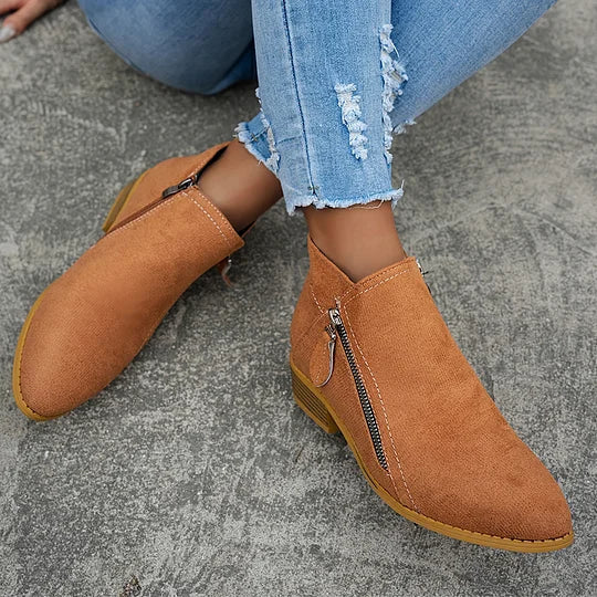 Farah™ – Orthopedic Leather Ankle Boots with Side Zipper