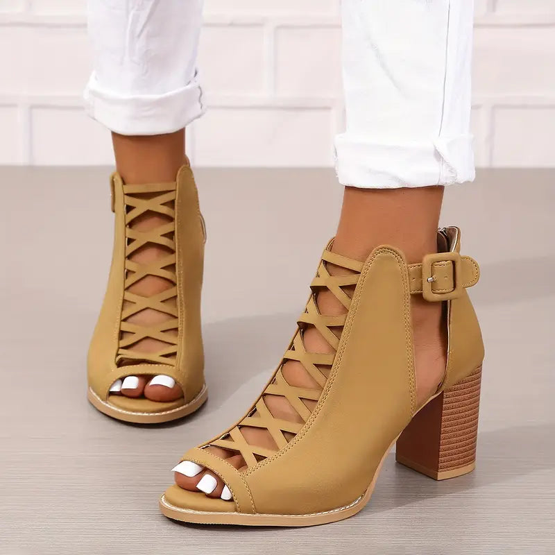 Rachel™ | Refined Lace-Up Block Heel Sandals