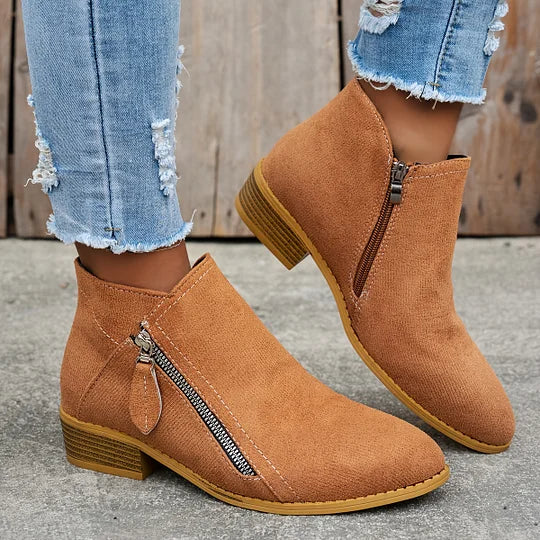 Farah™ – Orthopedic Leather Ankle Boots with Side Zipper