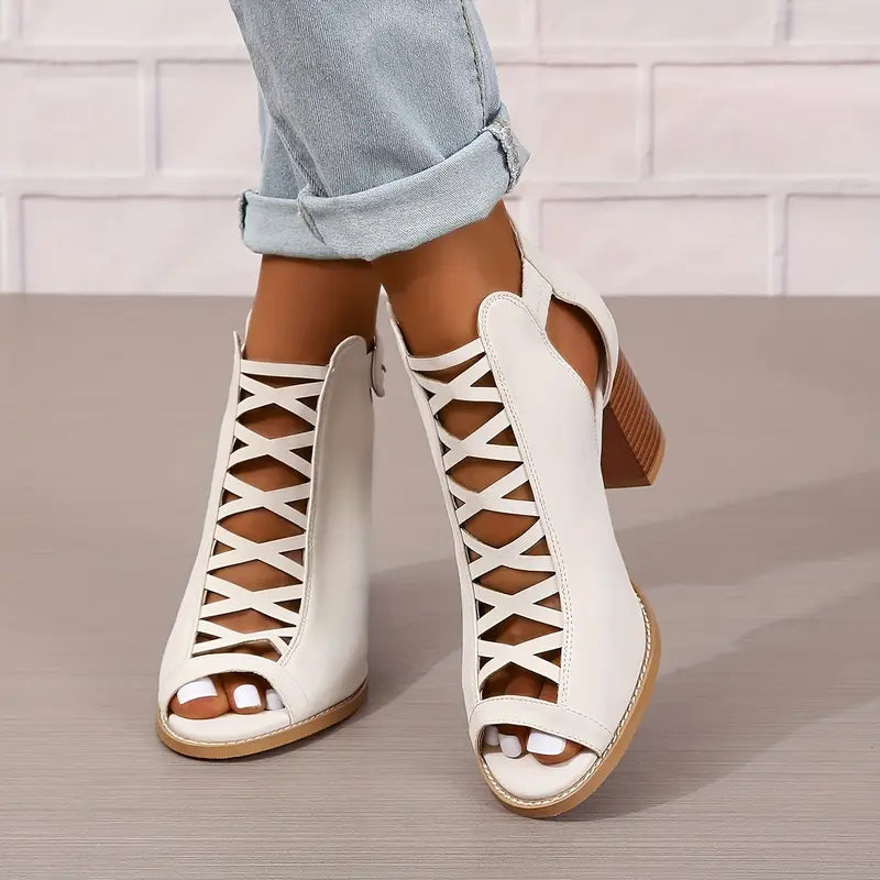 Rachel™ | Refined Lace-Up Block Heel Sandals