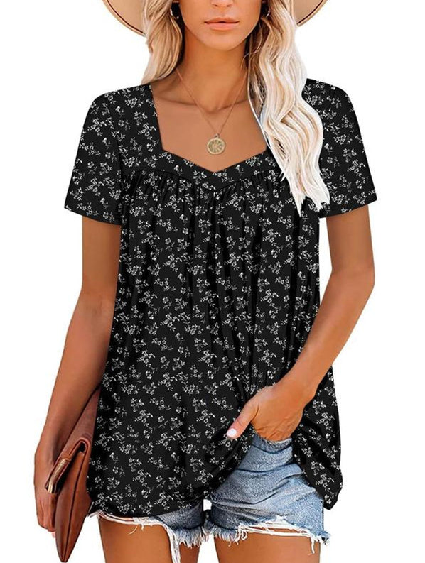 Felisha™ | Elegant Printed Short-Sleeve Blouse