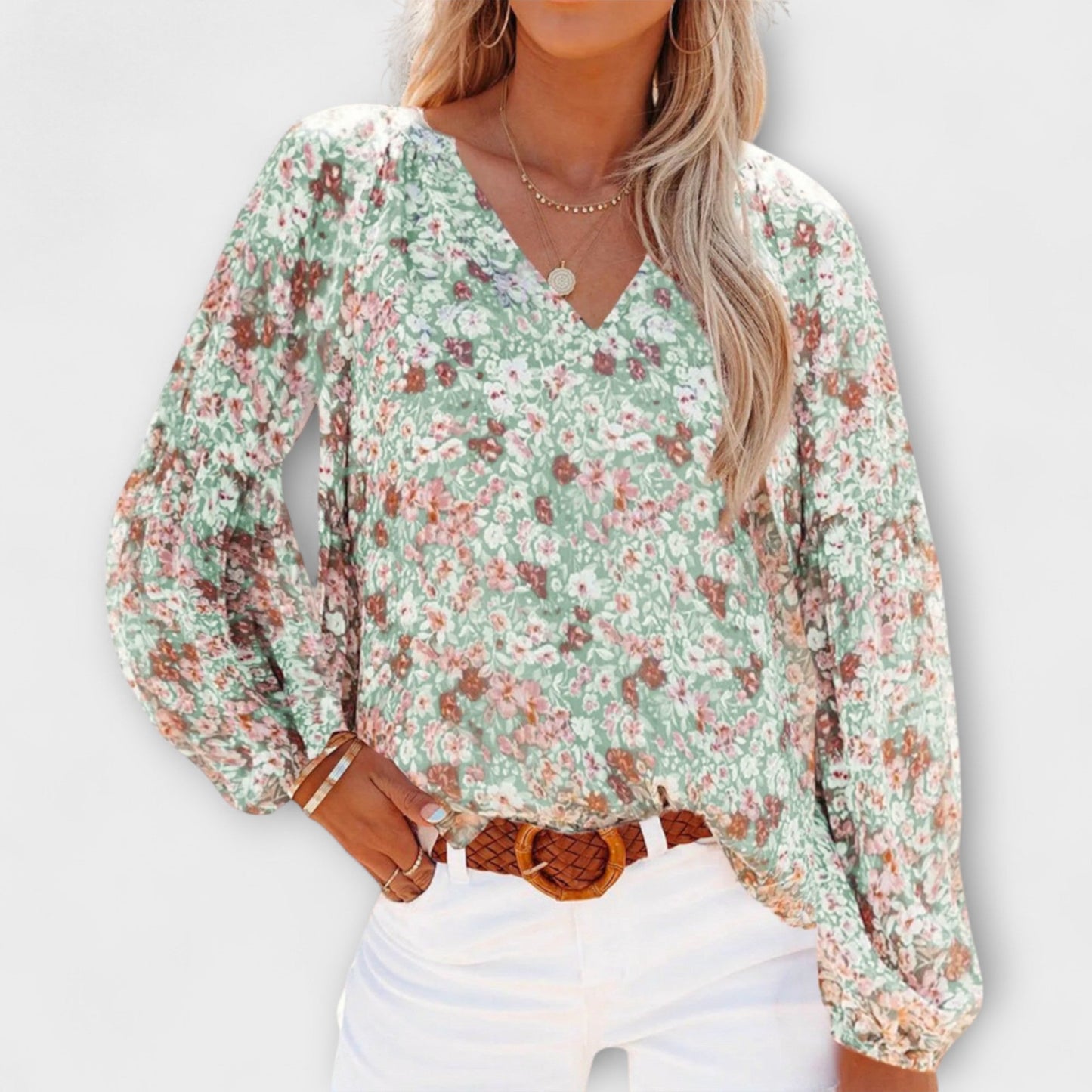 Leah™ | Luxe Long-Sleeve Satin Blouse