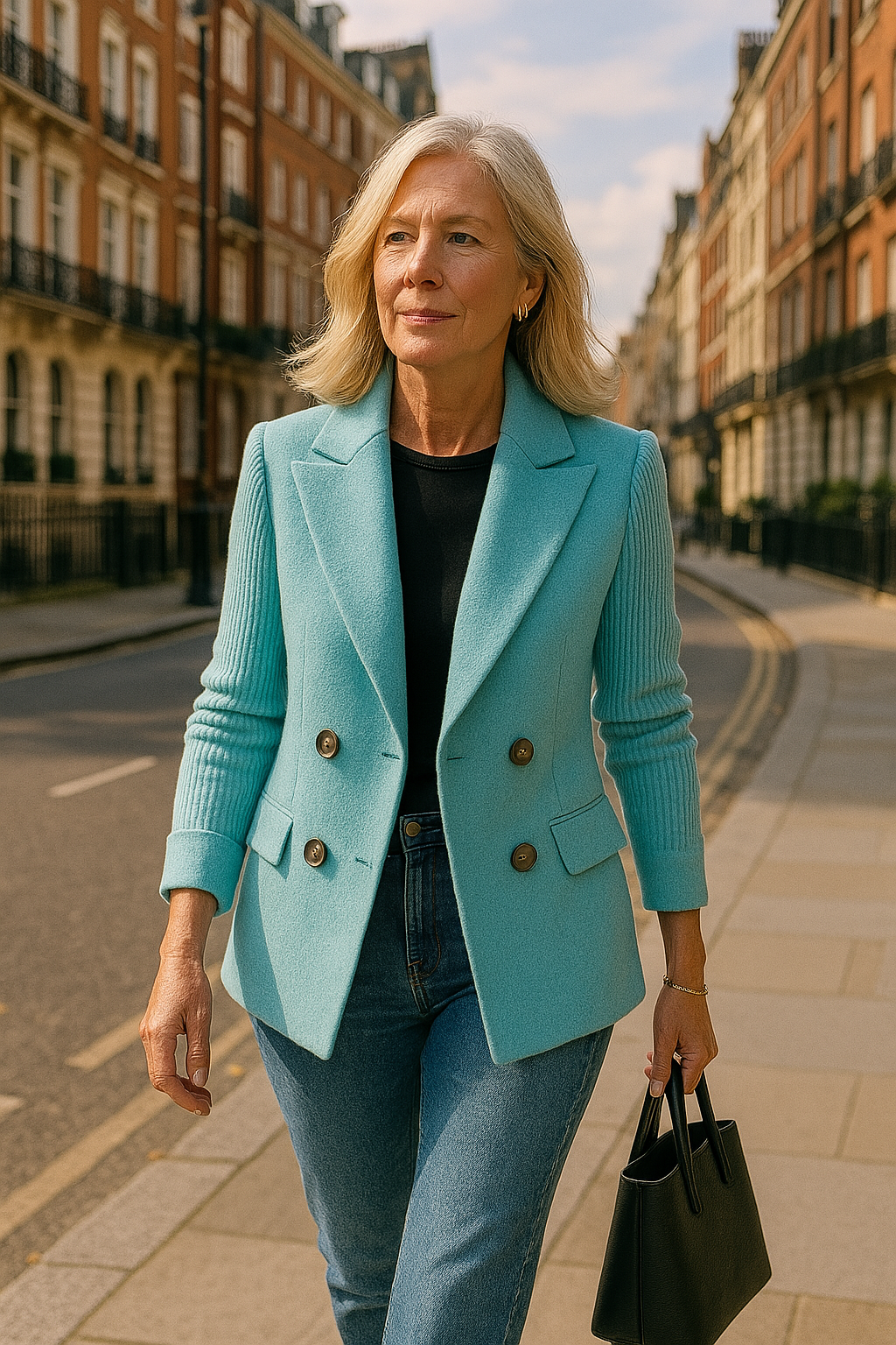 SORELLE™ - Elegant Knit-Sleeve Blazer