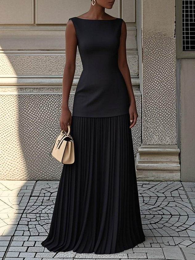 Clarabel – Sleeveless Pleated Maxi Dress