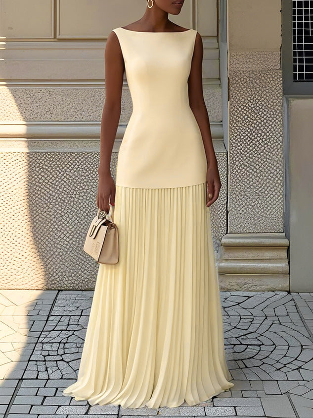 Clarabel – Sleeveless Pleated Maxi Dress