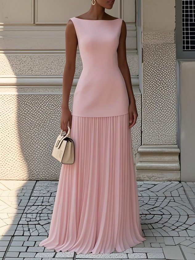 Clarabel – Sleeveless Pleated Maxi Dress