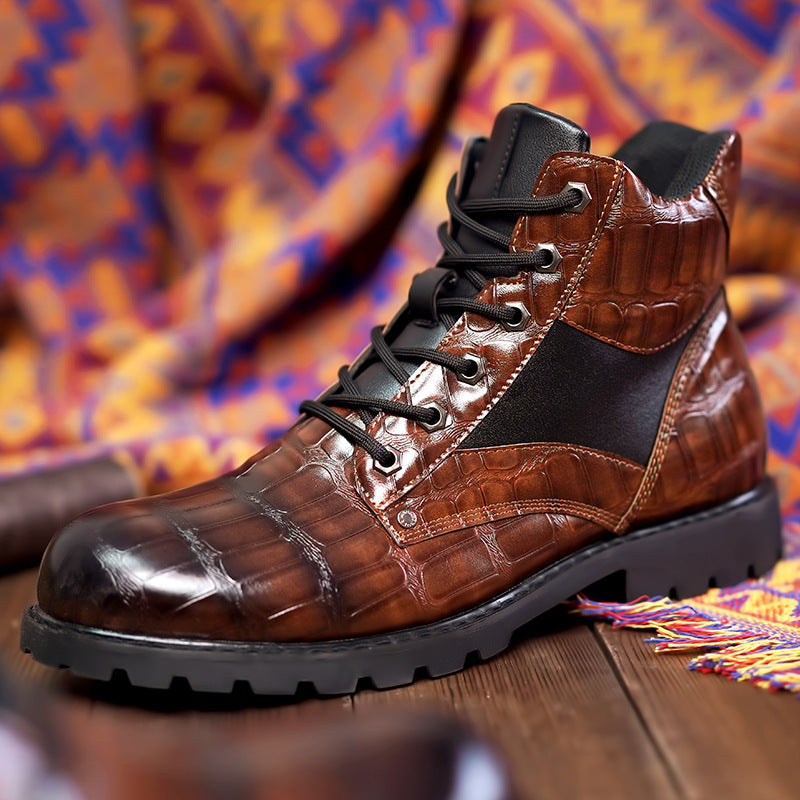 Marco™ | Luxe Crocodile-Texture Leather Boots