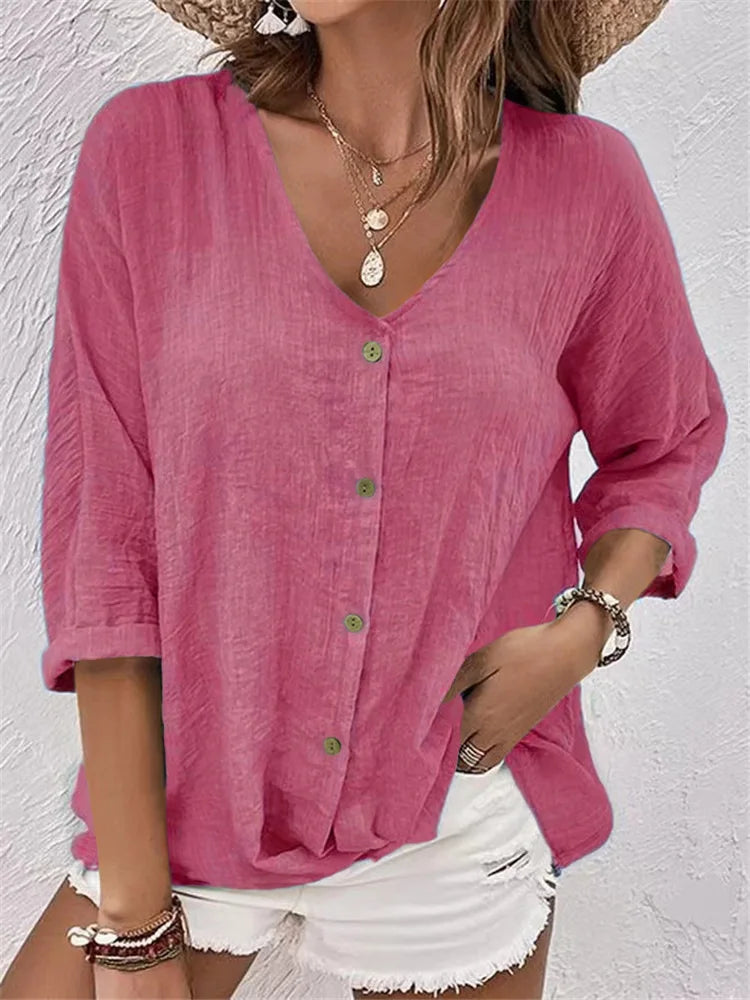 Faye™ | Textured Cotton Blouse