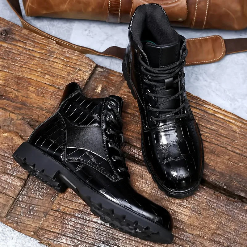Marco™ | Luxe Crocodile-Texture Leather Boots