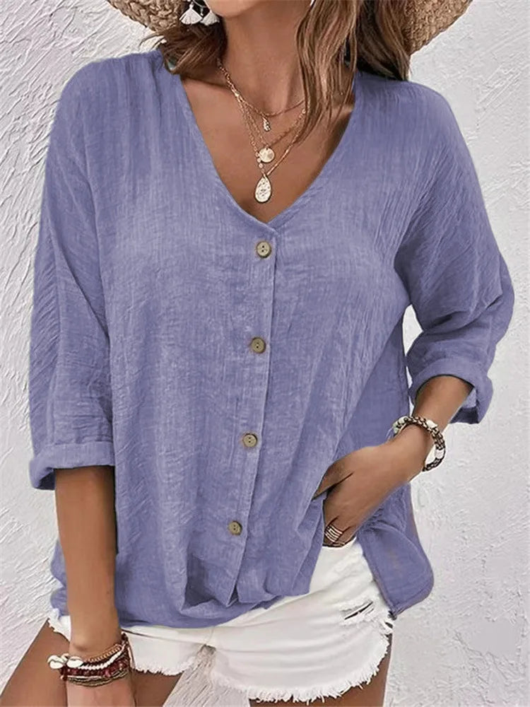 Faye™ | Textured Cotton Blouse