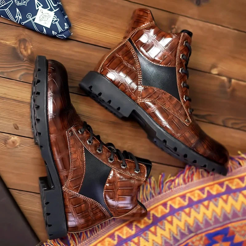 Marco™ | Luxe Crocodile-Texture Leather Boots
