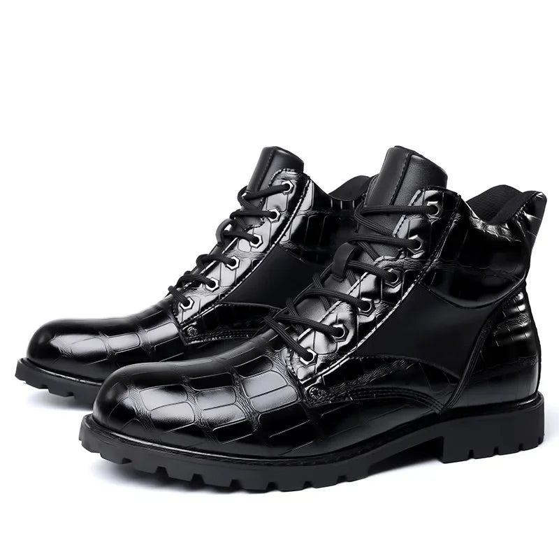 Marco™ | Luxe Crocodile-Texture Leather Boots