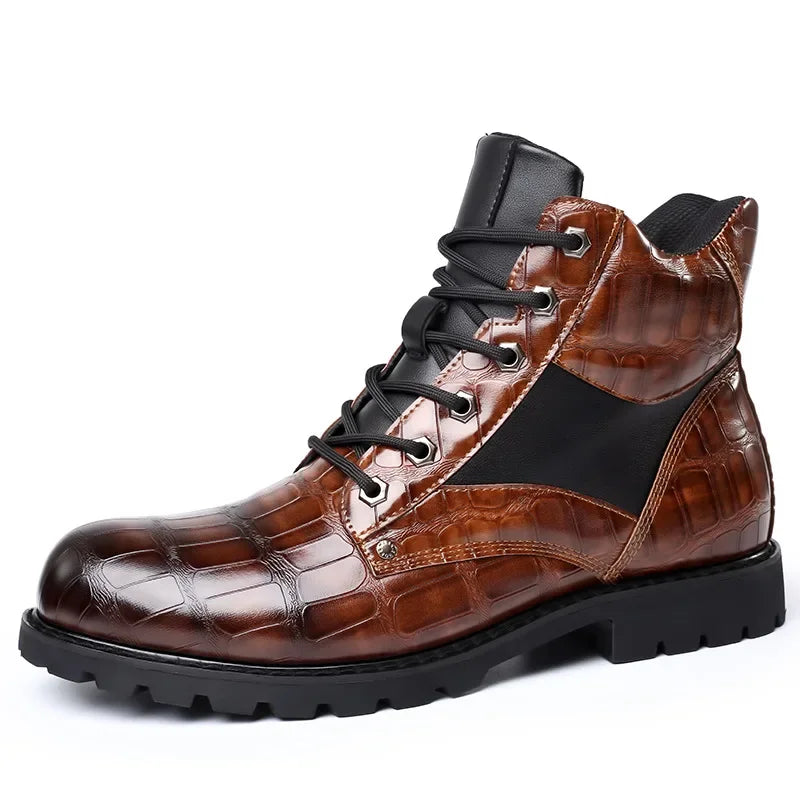 Marco™ | Luxe Crocodile-Texture Leather Boots