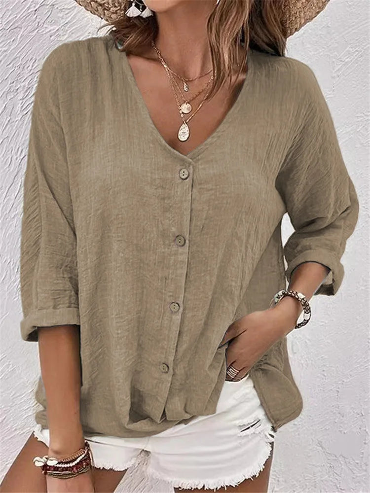 Faye™ | Textured Cotton Blouse