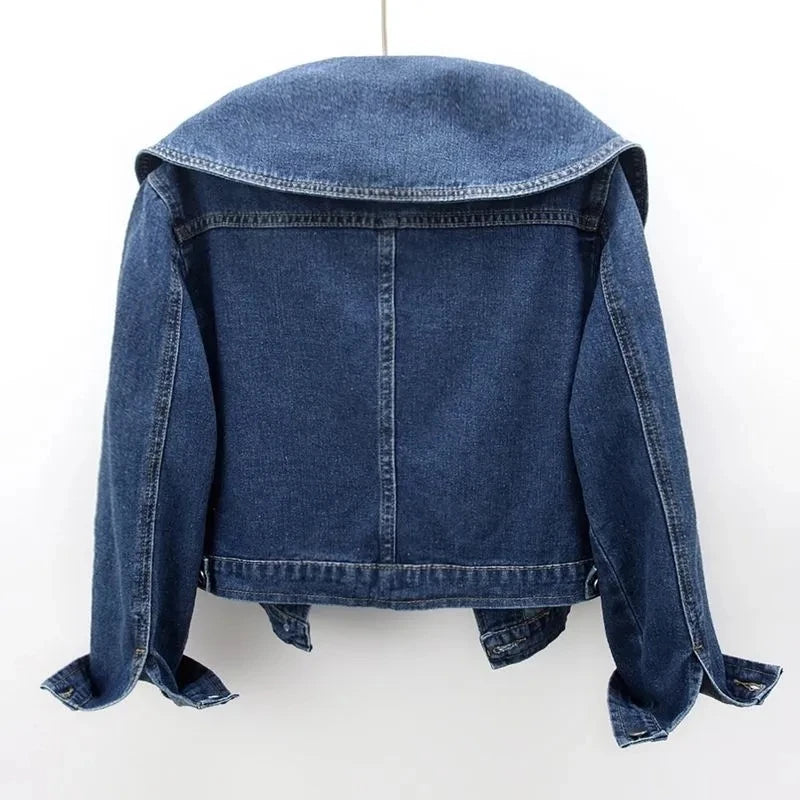 Helena Wide-Collar Denim Jacket