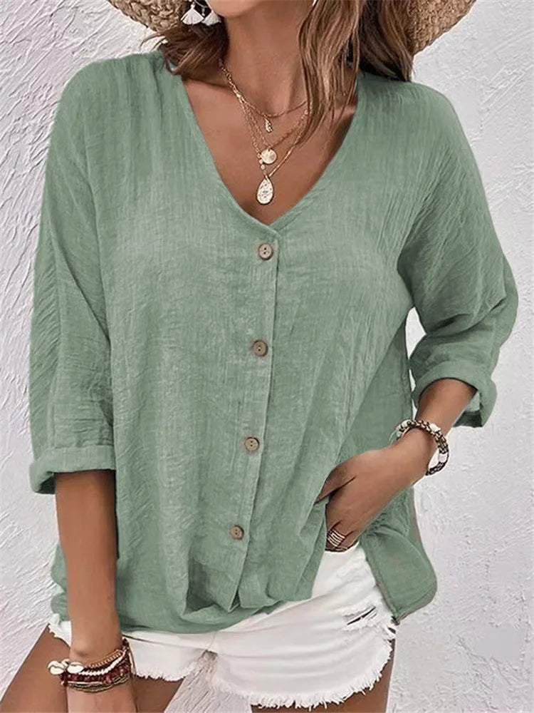 Faye™ | Textured Cotton Blouse