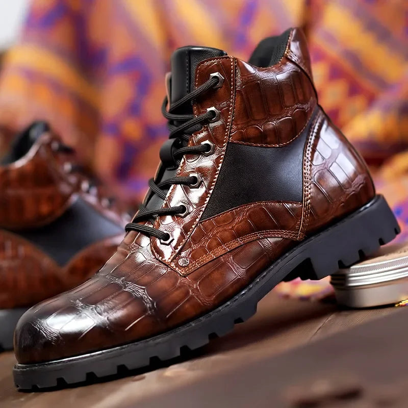 Marco™ | Luxe Crocodile-Texture Leather Boots