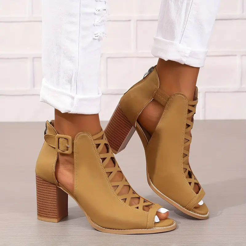 Rachel™ | Refined Lace-Up Block Heel Sandals