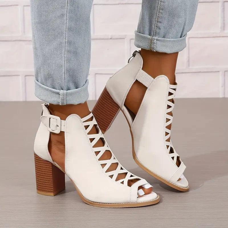 Rachel™ | Refined Lace-Up Block Heel Sandals
