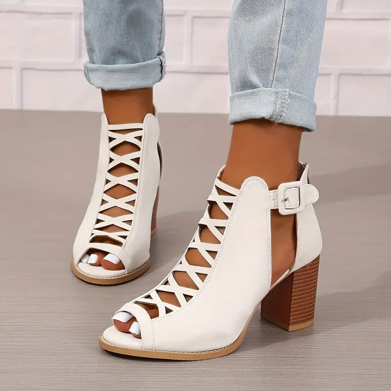 Rachel™ | Refined Lace-Up Block Heel Sandals