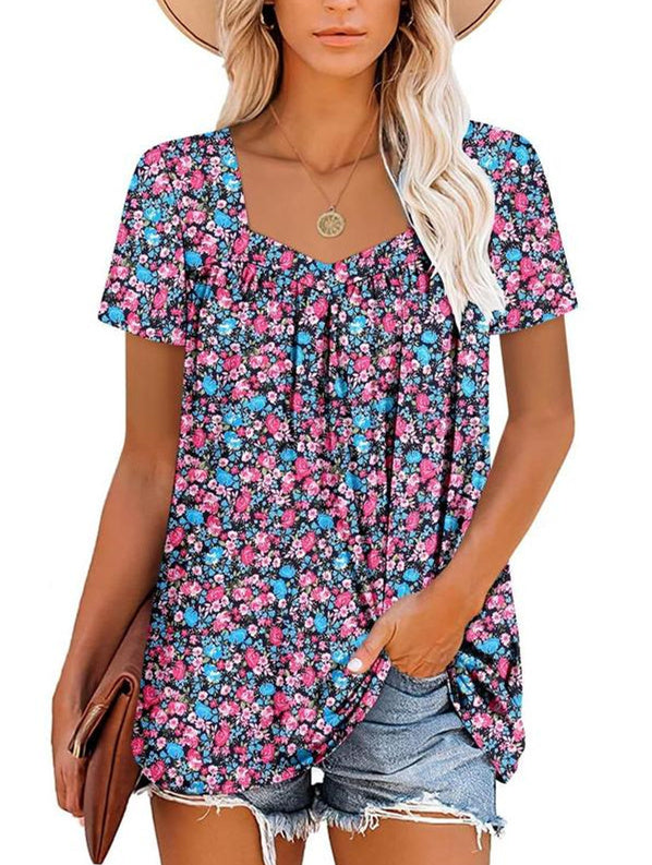 Felisha™ | Elegant Printed Short-Sleeve Blouse