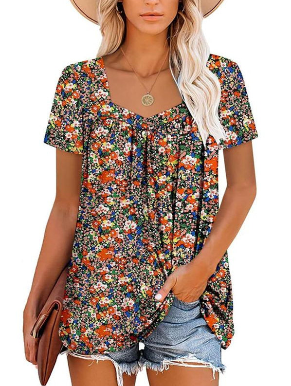 Felisha™ | Elegant Printed Short-Sleeve Blouse