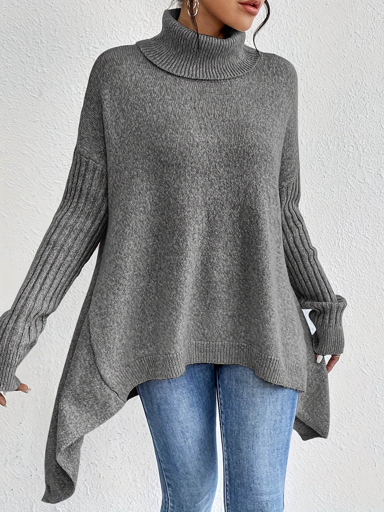 Tahlia - Casual Asymmetrical Hem Hooded T-Shirt